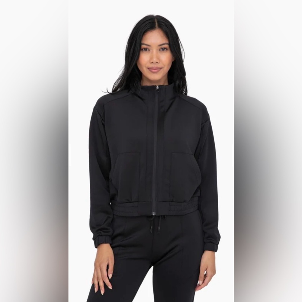 Mono B Mock Neck Zip-Up Active Jacket Black Small NWT